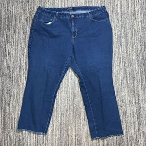 Faded Glory Womens Plus Size 26W Straight‎ Leg Denim Jeans Blue Raw Hem Stretch